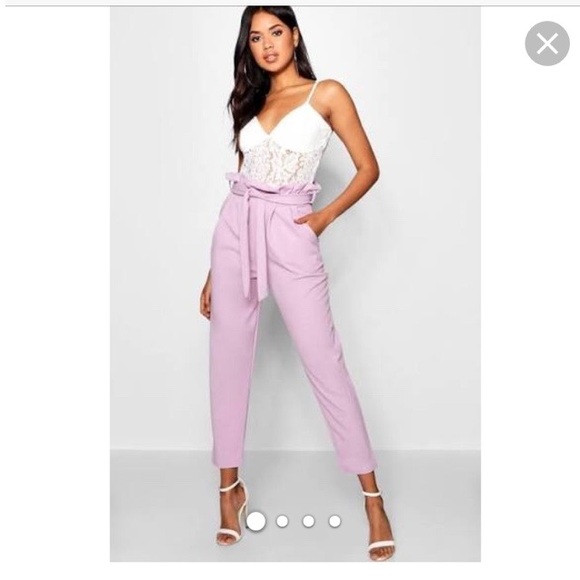 ASOS Pants - ASOS Paperbag High-Waisted Straight Leg Trousers